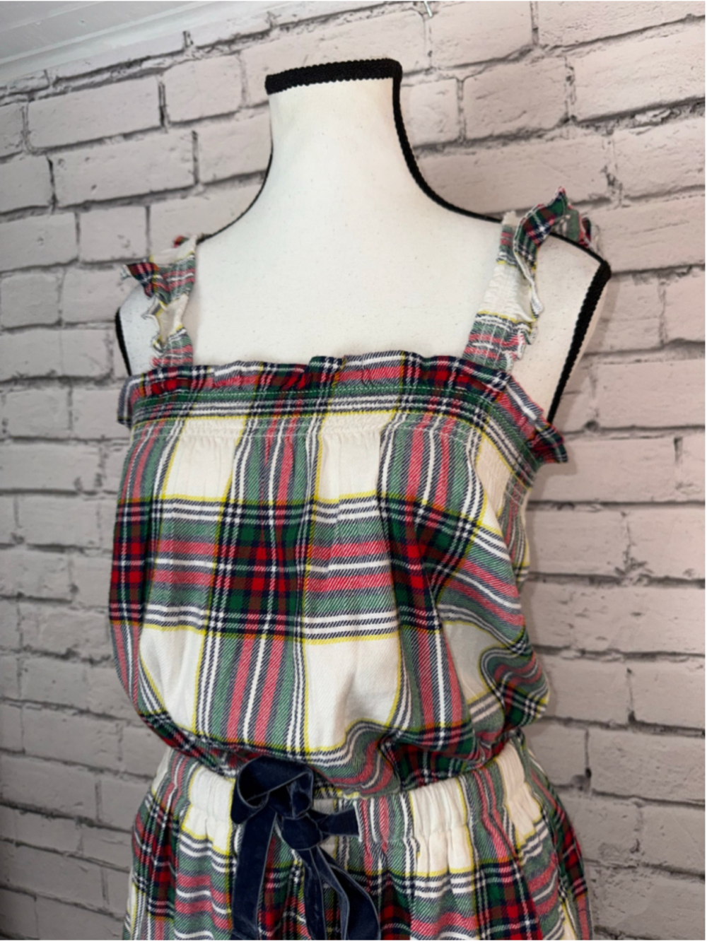 Women's Aerie Flannel Romper size Medium Red White Plaid Flannel Sleep Fall NWT - Picture 6 of 14